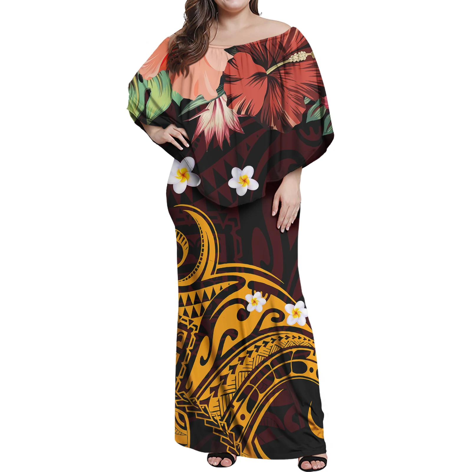 

Polynesian New Design Frill Dress Hot Sexy Strapless Women Party Elegant Summer Club Customized on demand Bodycon Dresses