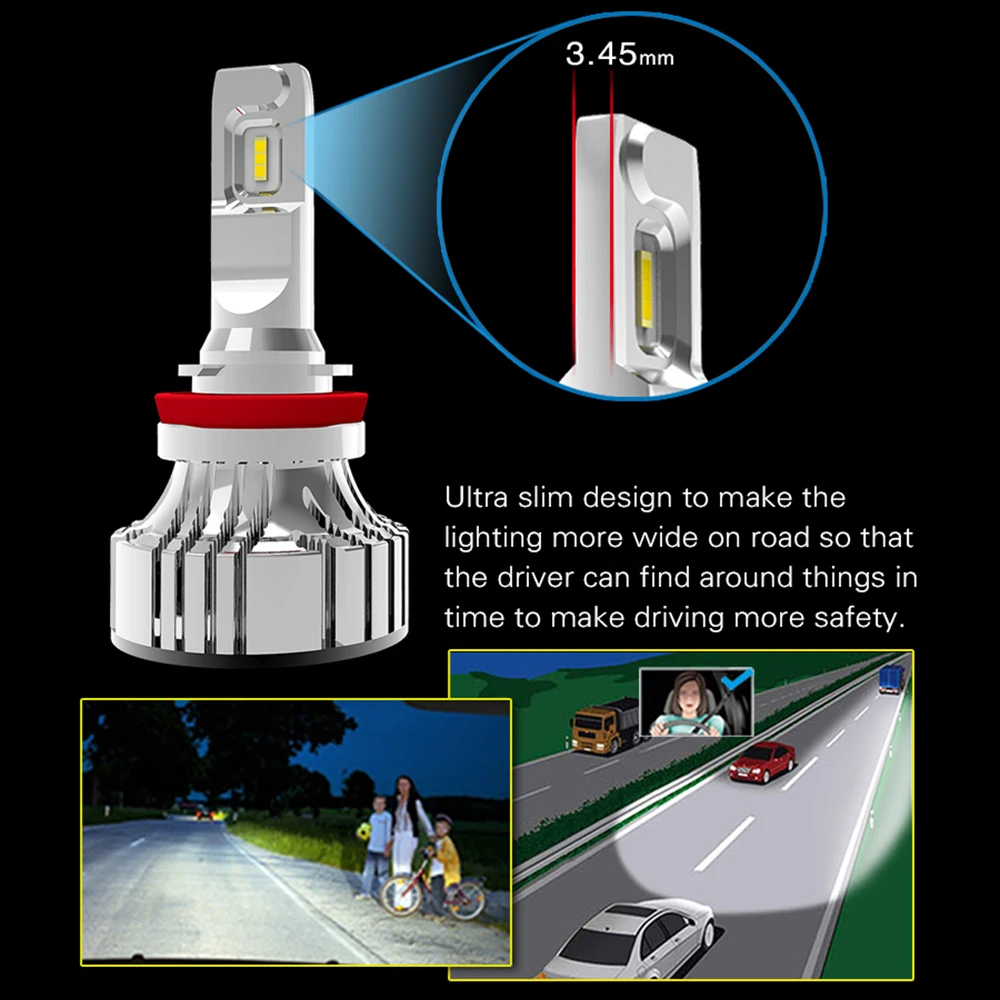 Светодиодсветодиодный лампа для передних фар 9006 лм 72 Вт H4 H7 12 В|Передние LED-фары