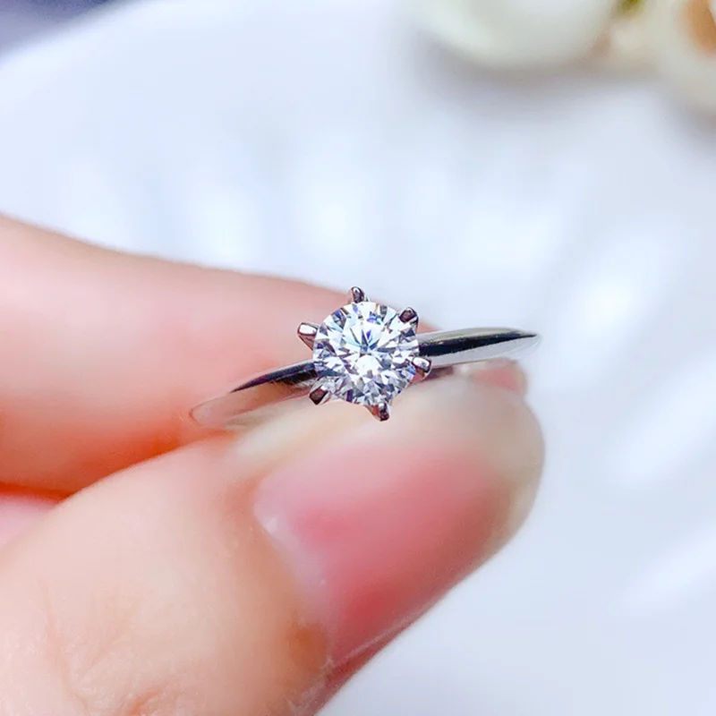 Женское кольцо Moissanite ювелирное изделие в классическом стиле из серебра 925 пробы 0