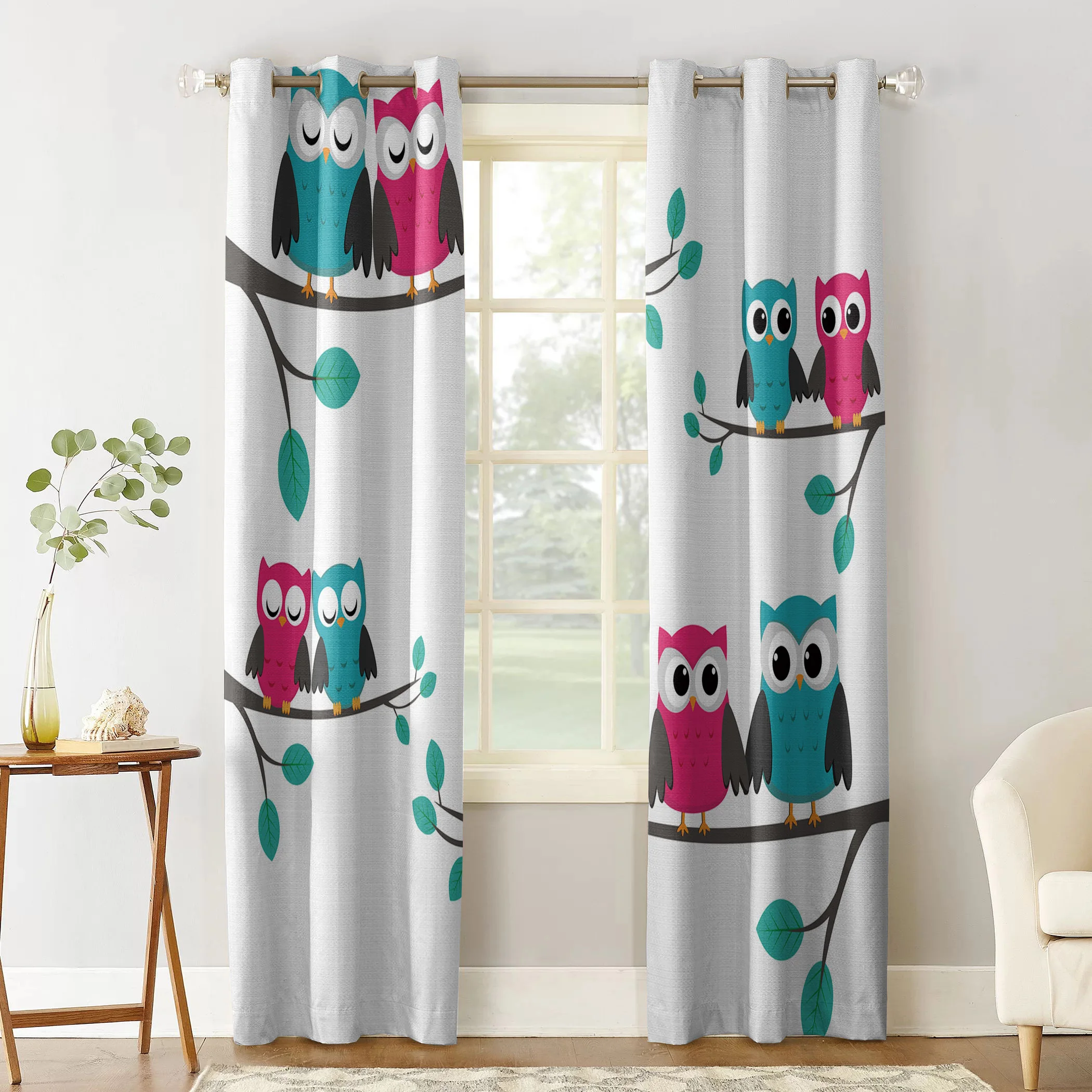 Мультяшные Сова ветке милые оконные шторы для гостиной кухни спальни