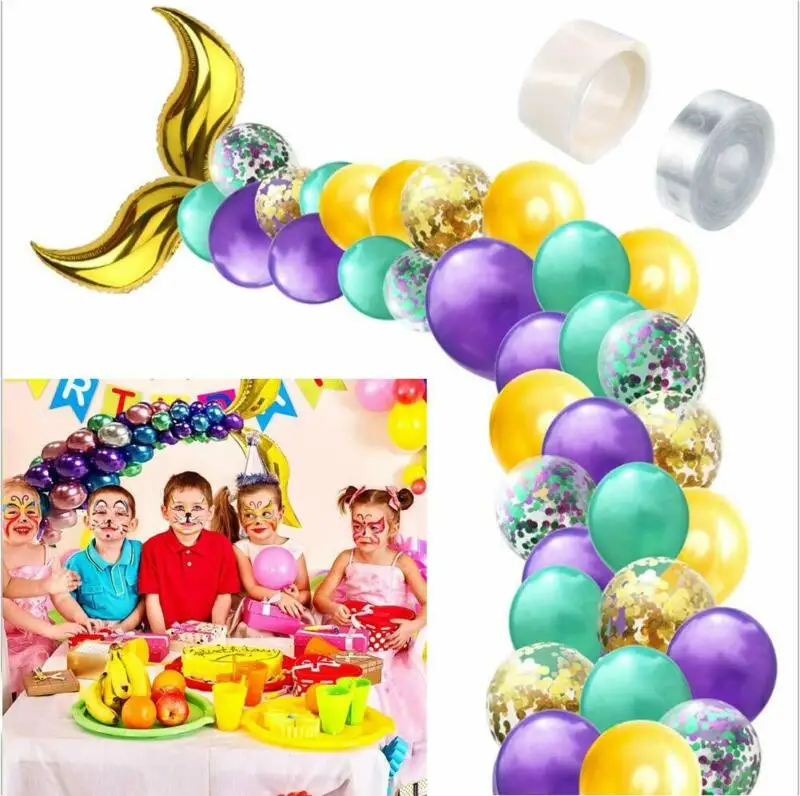 44PCS Mermaid Tail Balloons Shaped Latex Balloon For Birthday Party Wedding Festival Decor Garland Arch Set | Дом и сад