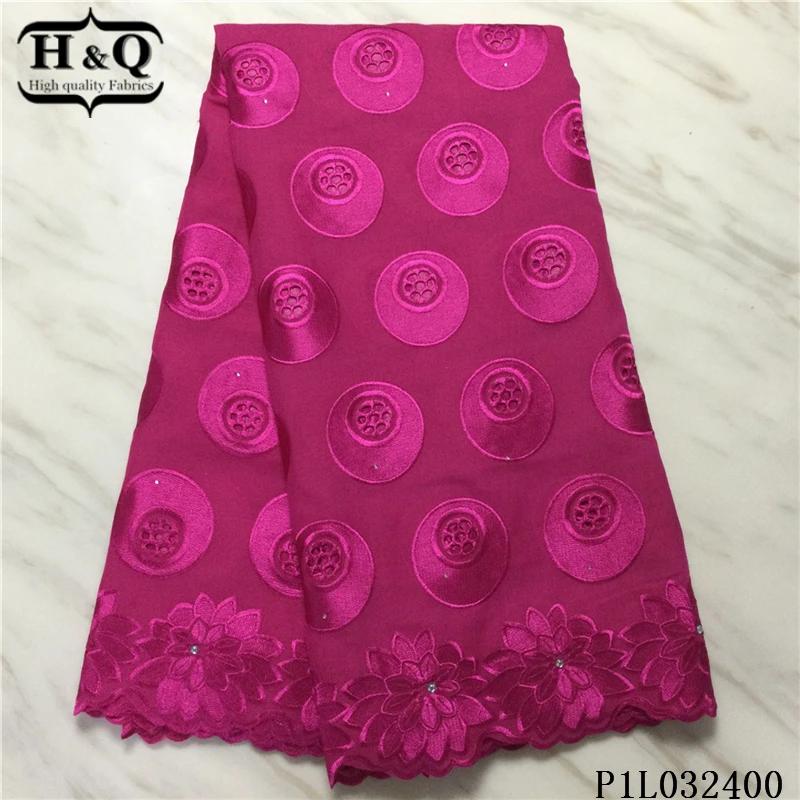 

H&Q newest embroidery swiss pure cotton lace fabric high quality african women love voile tulle fabric for sewing party dresses