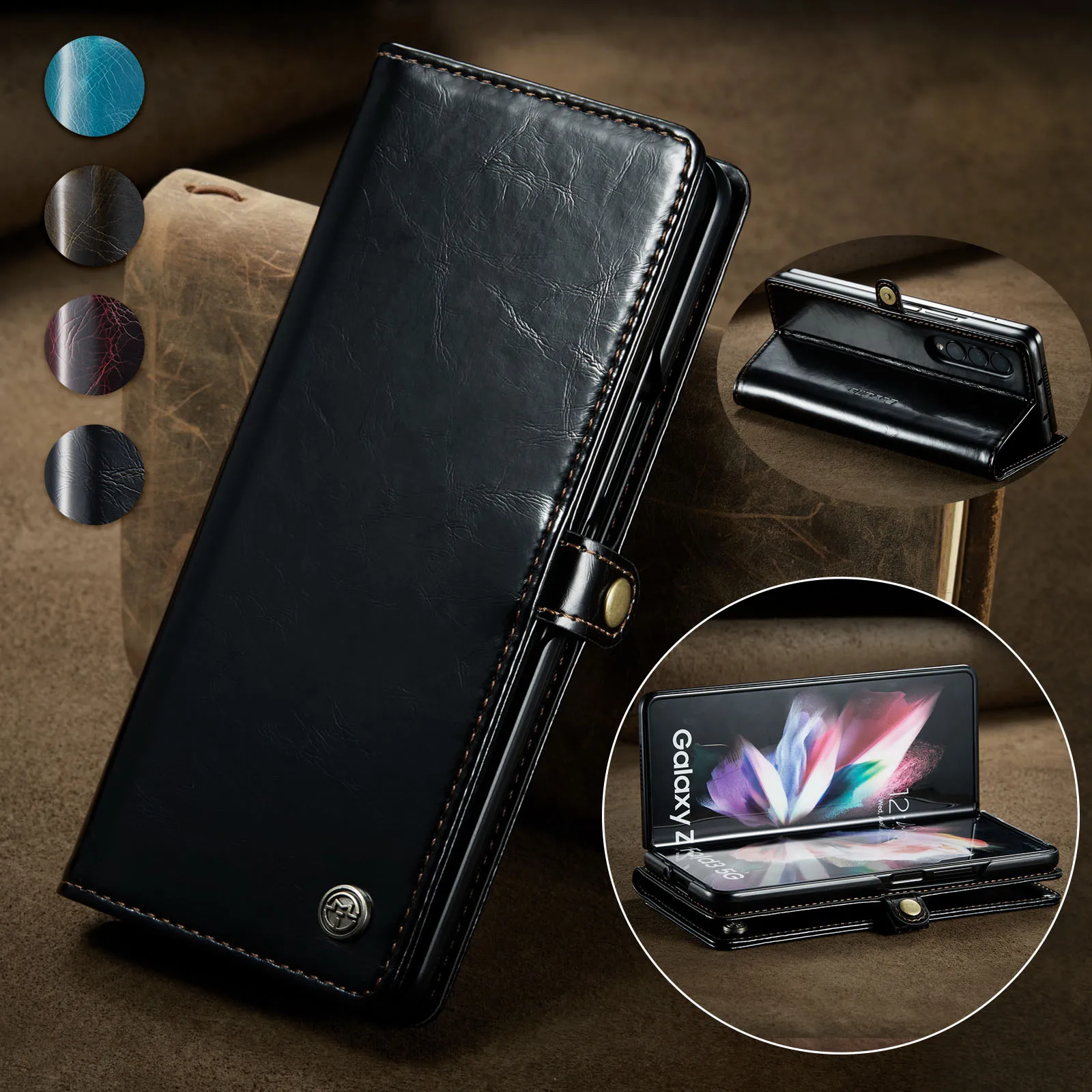 

For Samsung Galaxy Z Fold 3 5G Case CaseMe Luxury Vegan Leather Magneti Card Holder Wallet Cover for Galaxy Fold3 Funda Coque