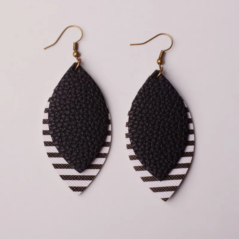 Двухслойные блестящие леопардовые серьги капельки из искусственной кожи в виде