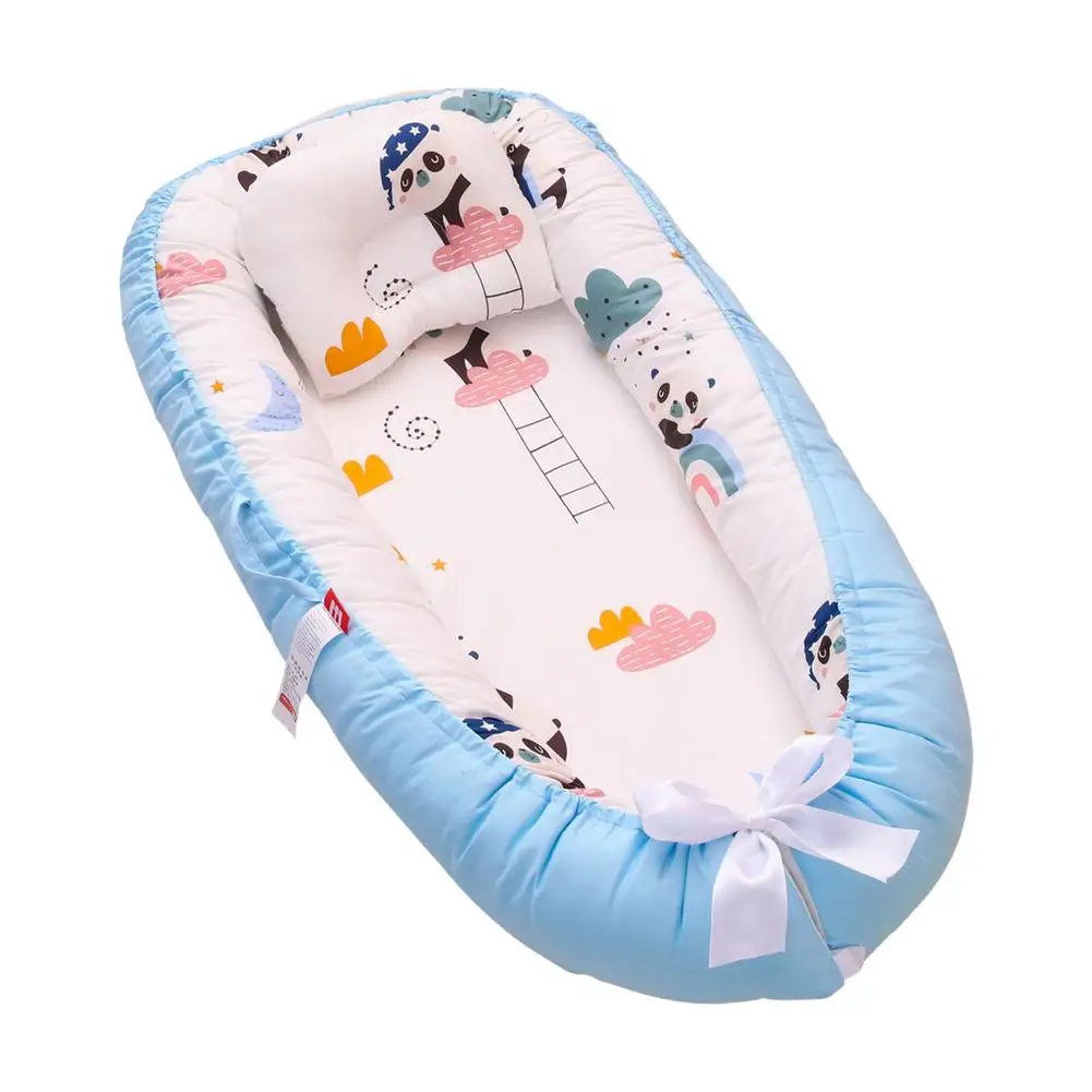 

Baby Lounger Soft Breathable Baby Nest For Co-Sleeping Cotton Portable Adjustable Newborn Travel Crib Pod