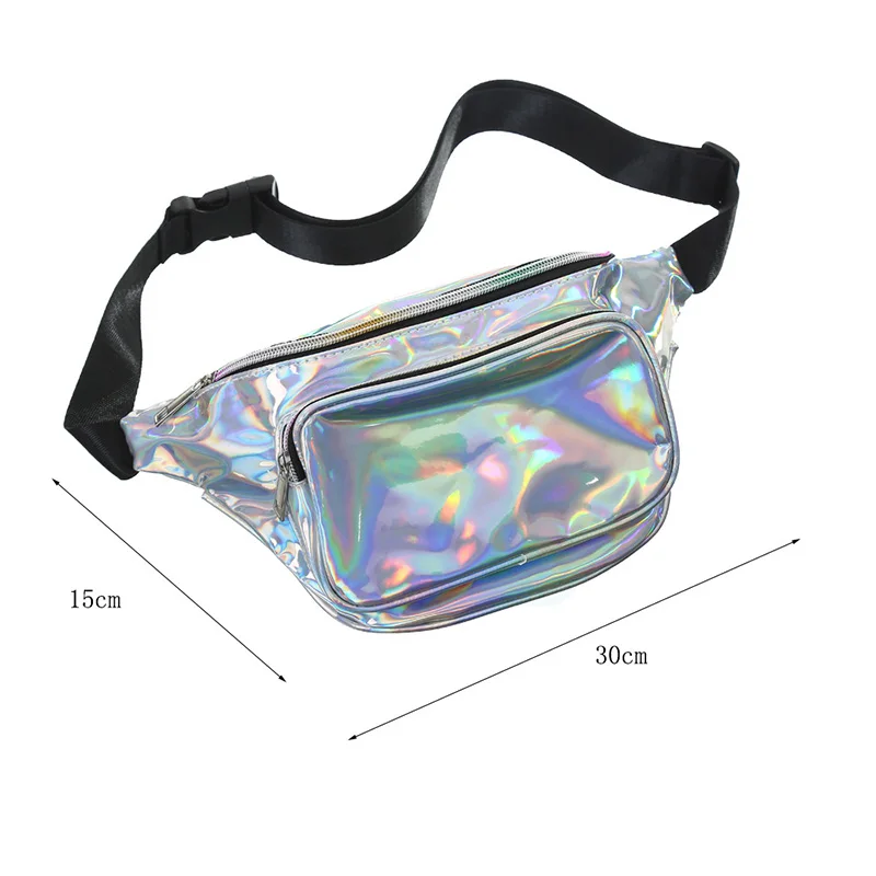 

Hot Selling Women Hologram Waist Bag Shiny Fanny Pack Crossbody Shoulder Bum Bag Travel Purse