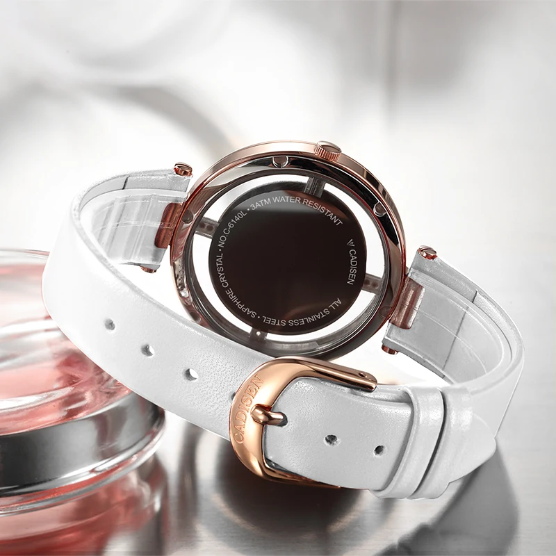 

CADISEN 2019 Fashion Summer Womens Watches Luxury Brand Leather Band Ladies Dress Quartz Wristwatches Waterproof Gift Box