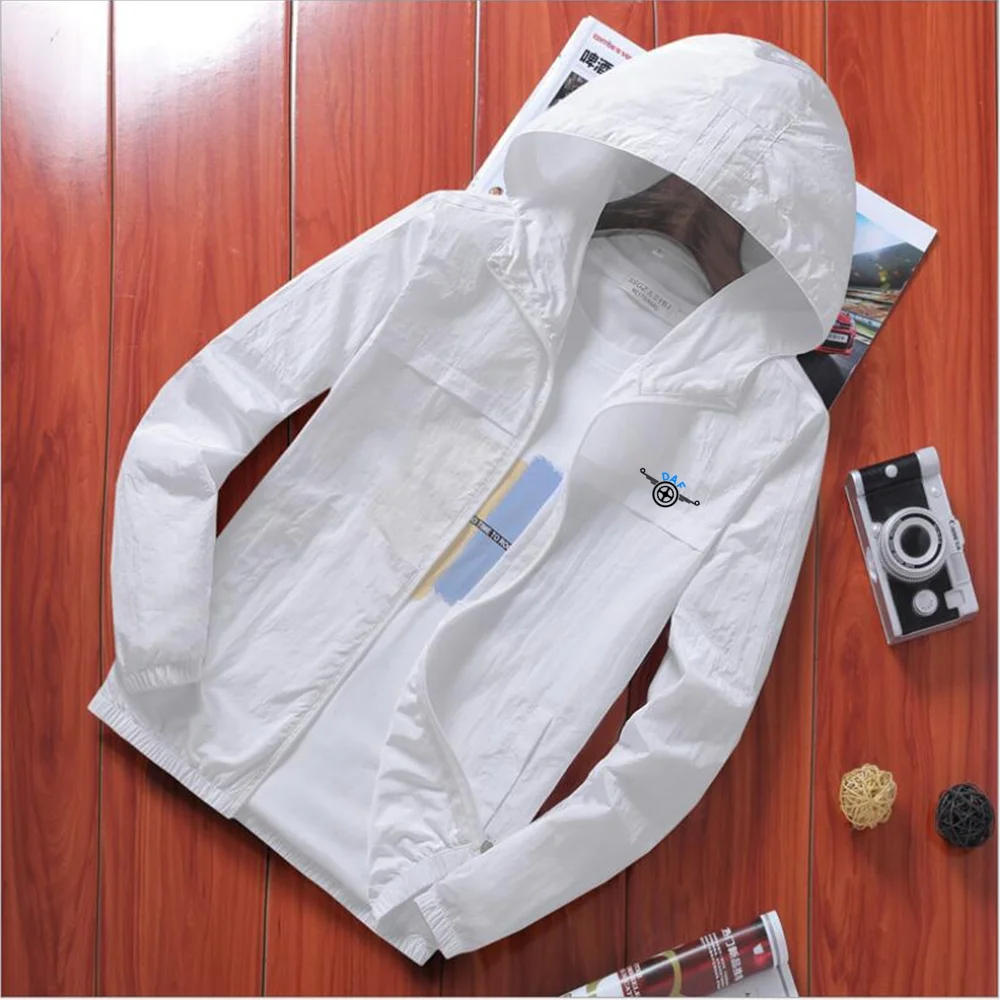 

DAF Fashion Brand Printing 2021 Summer Ultra Thin Casual Hoodie Men's Loose Breathable Outdoor Sunscreen Sports Stitching Top
