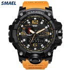 SMAEL 2021, модные спортивные часы, мужские часы с будильником, оранжевые, водонепроницаемые, с отображением недели, мужские часы, цифровые часы, мужские часы