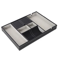 valet tray for men edc tray nightstand organizer table organizer charging station catch all dresser tray black faux leath