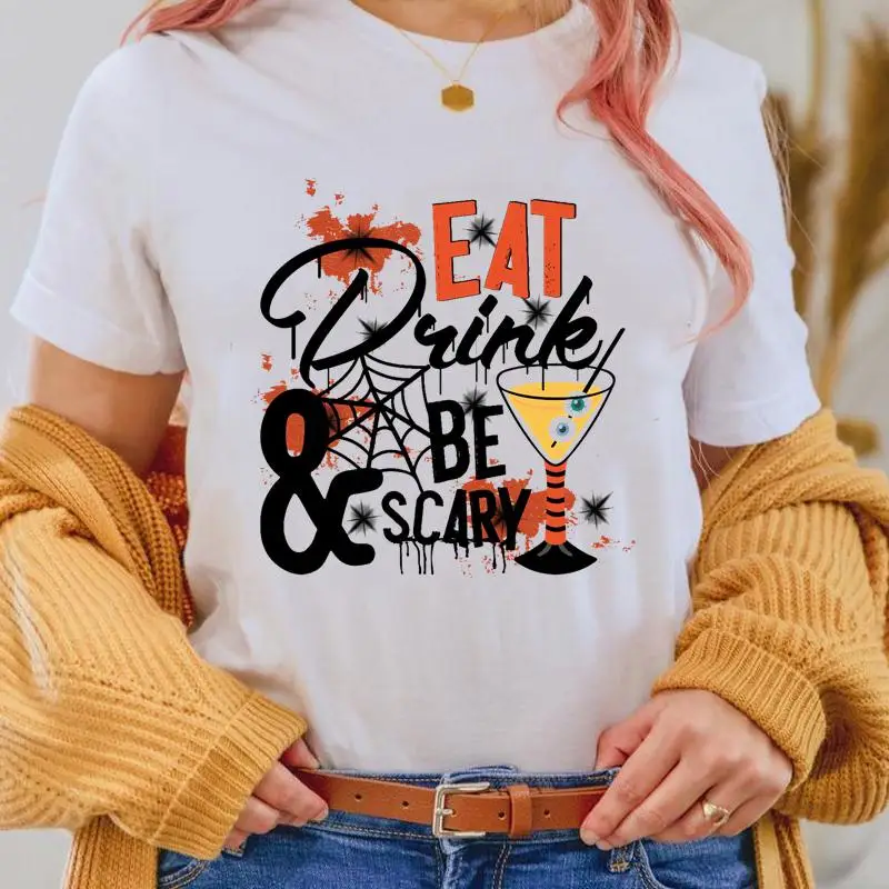 

Halloween Fall Skull New Style Trend Thanksgiving Women Autumn T Top Print Cartoon Shirt Female Fashion Tee Graphic T-Shirts