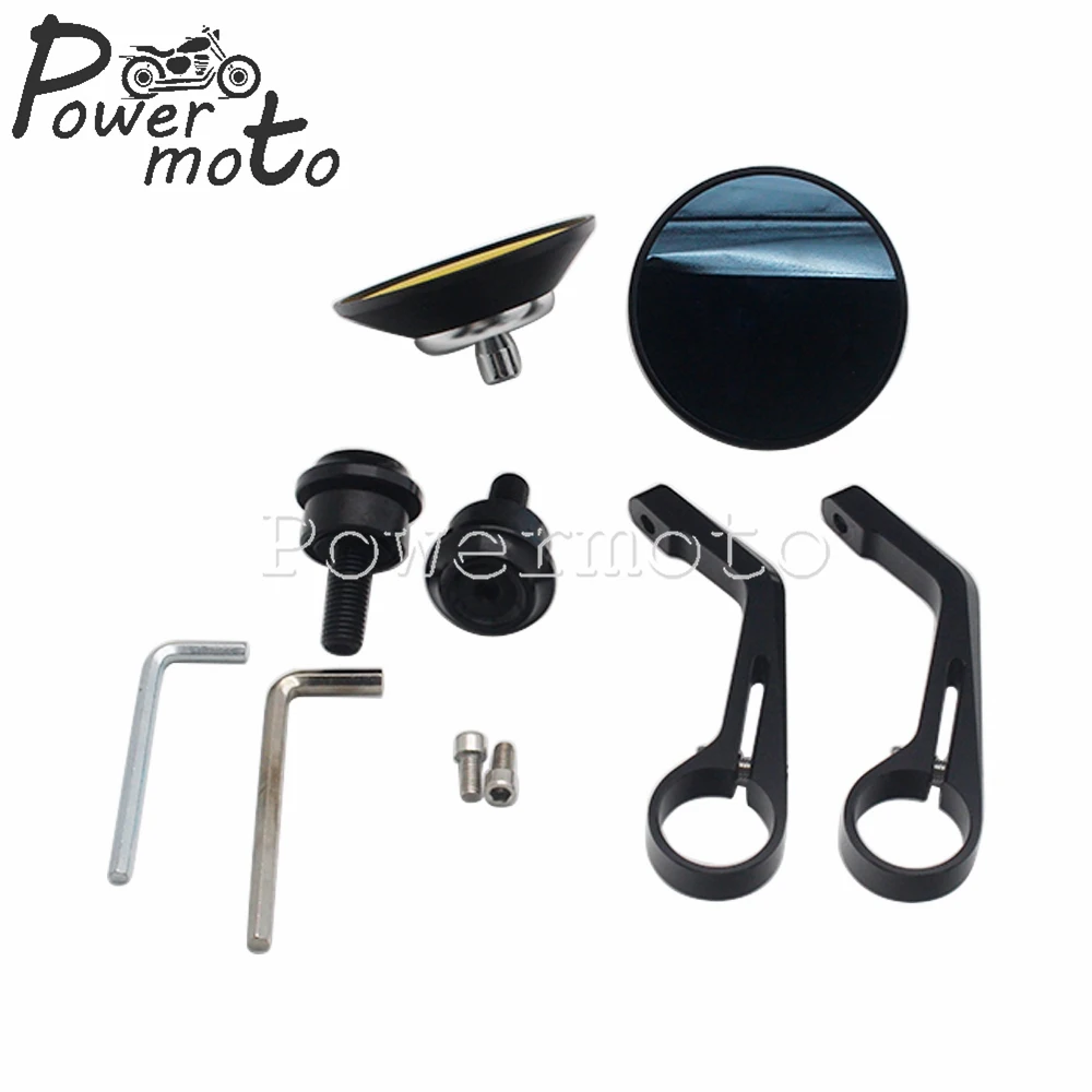 12 мм болтовое боковое зеркало для мотоцикла CNC круглые черные Задние Зеркала на
