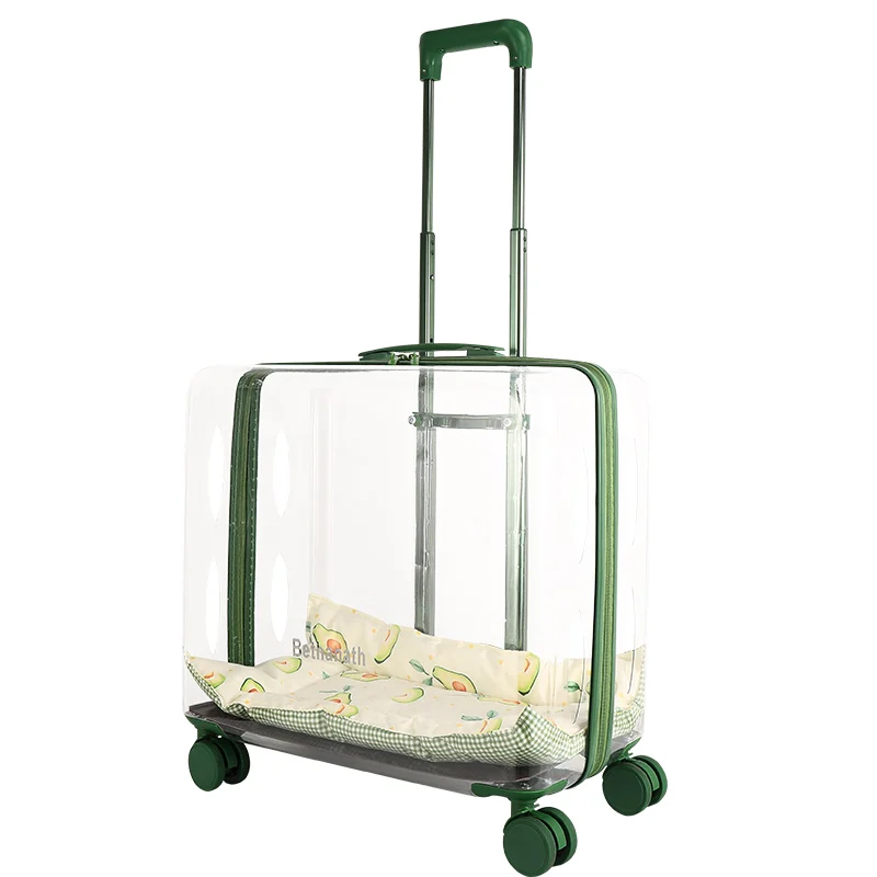 

Прозрачная коробка zq, Портативная сумка для подгузников для домашних животных, чемодан на колесиках для собак и кошек