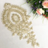 2pcs gold guipure cording flower lace applique trim patch wedding dress sewing lace patch decoration diy scrapbooking