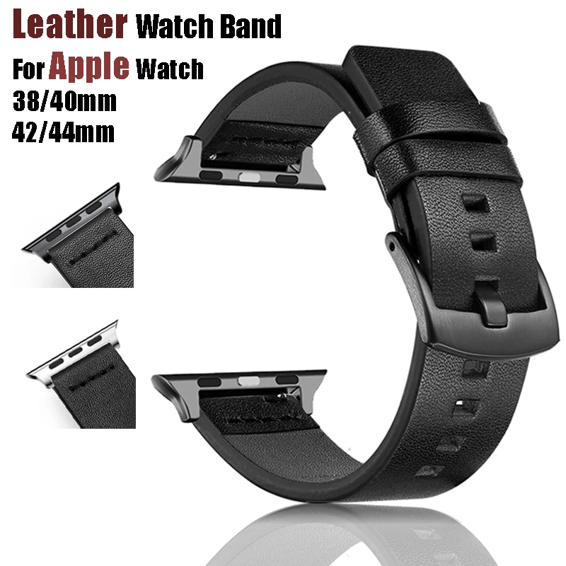 

Genuine Leather Watch Band for Apple Watch 6 SE 5 4 3 2 1 Watch Strap for IWatch 38mm 42mm 40mm 44mm High Quality Leather Bands