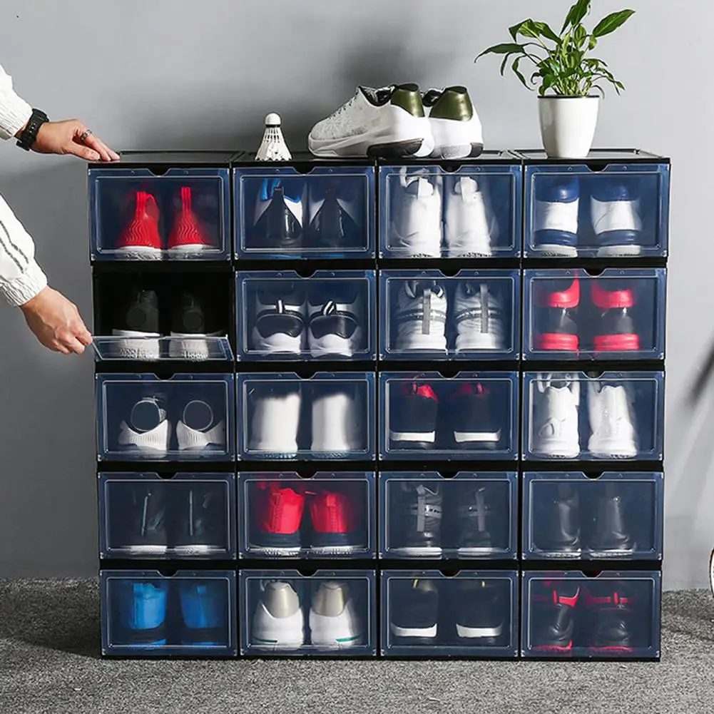 

Hot Sale!! Clamshell Stackable Dustproof Shoes Storage Container Display Box Organizer 2020 NEW