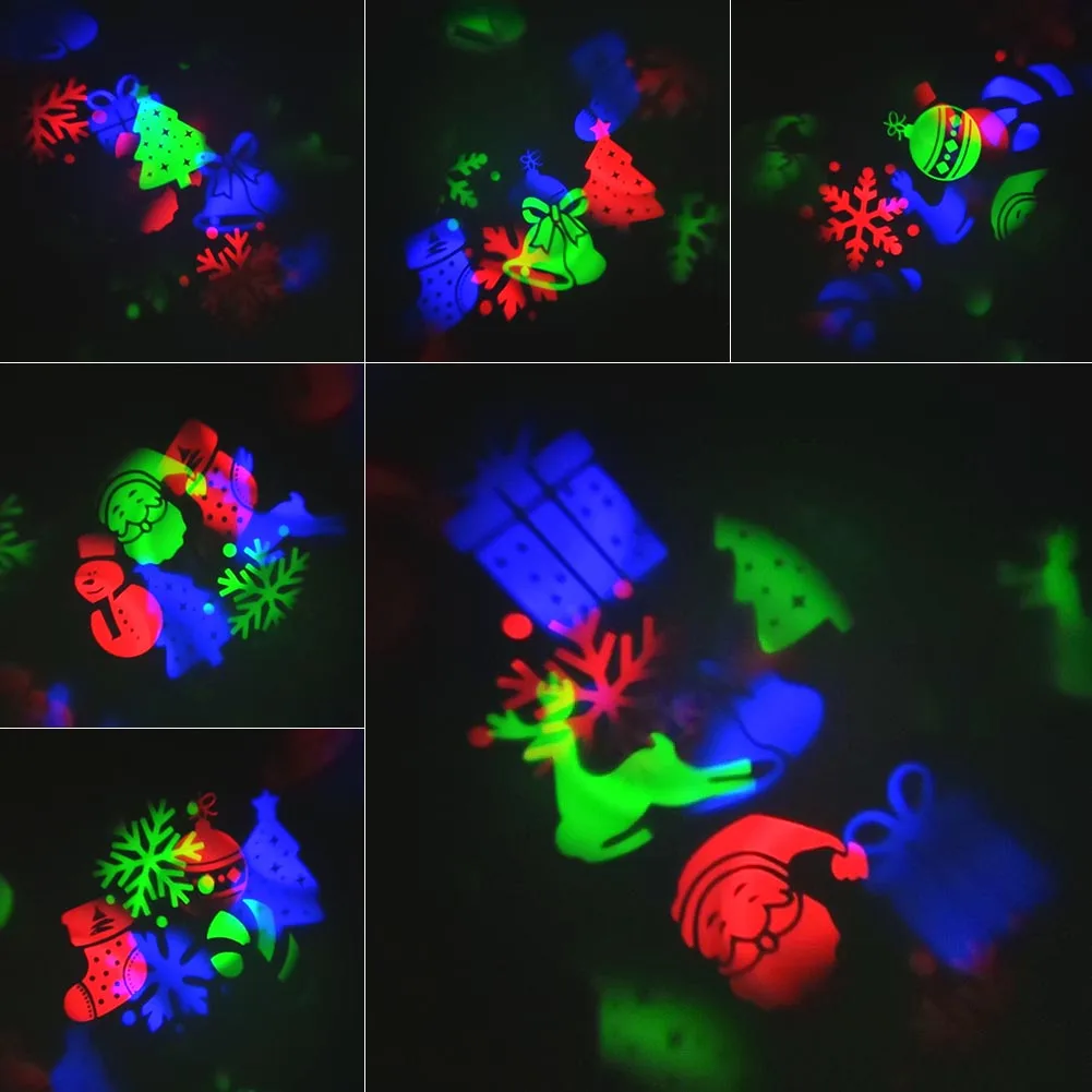 12 узоров Рождественский светодиодный светильник для проектора новогодняя
