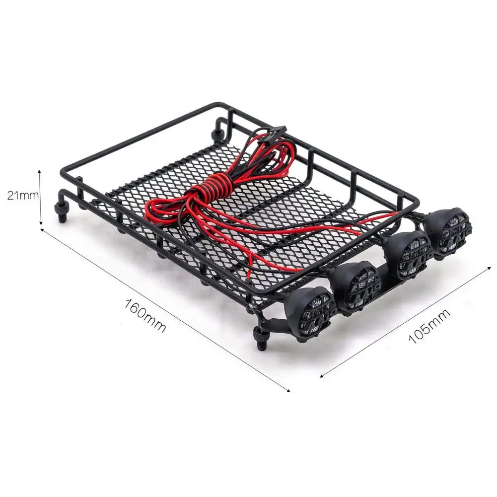 

RC Car Roof Luggage Rack Car Roof Lights Set For Tamiya 1/10 Scx10 Cc01 RC 4wd D90 RC Climbing Truck Model Decor Simulation