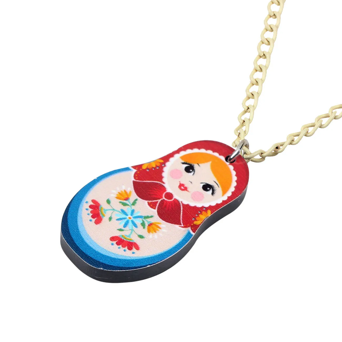 WEVENI акриловая русская Этническая Кукла матрешка чокер ожерелье подвеска