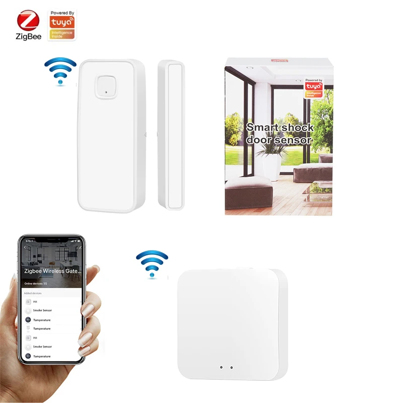 

Умный датчик ZigBee для окон и дверей, система сигнализации 2 в 1, работает с приложением Zigbee Hub Alexa Google Home