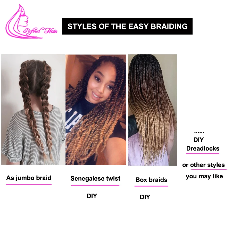 Легкие плетеные волосы 26 дюймов Длинные Яки прямые Джамбо косы Омбре черные