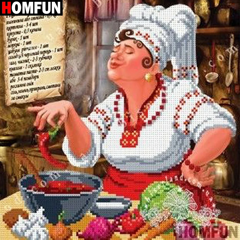Алмазная 5d-вышивка HOMFUN A26976 полноразмерная/круглая картина женщина кухня для