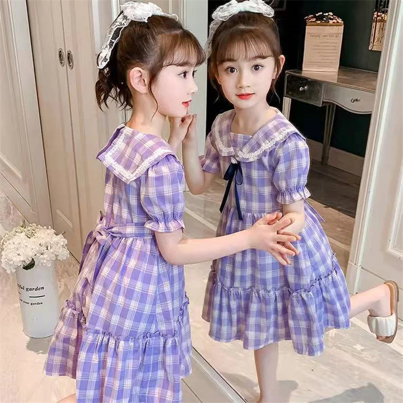 Новинка лета 2022 платье для девочек детские школьные платья в клетку костюмы