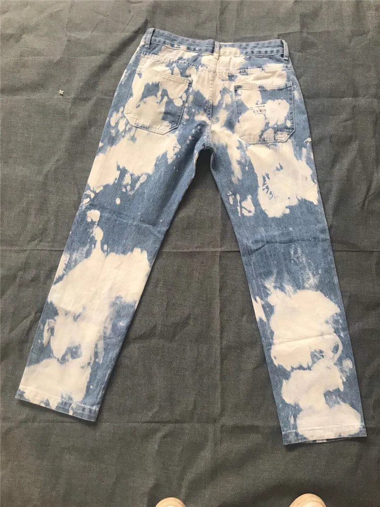 Fashion Mens Loose Straight Jeans Men Denim Pant Tie Dye Blue Casual Long Trouser High Waist Hip Hop Relaxed Jean Wide Leg Pants