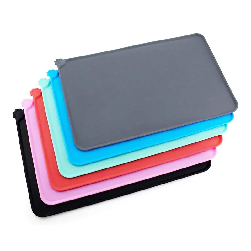 Силиконовый водонепроницаемый коврик для питомцев однотонная подстилка корма