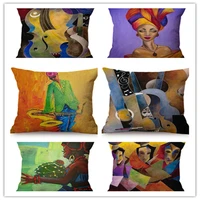 africa traditional culture art decoration cushion cover colourful african woman abstract music artist note throw pillow case