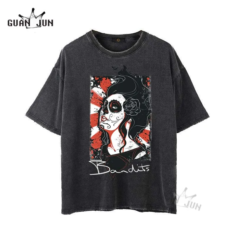 

Футболка Мужская/женская, из 100% хлопка, в стиле ретро, с принтом черепа, в стиле Харадзюку, уличная одежда в стиле хип-хоп, 2021