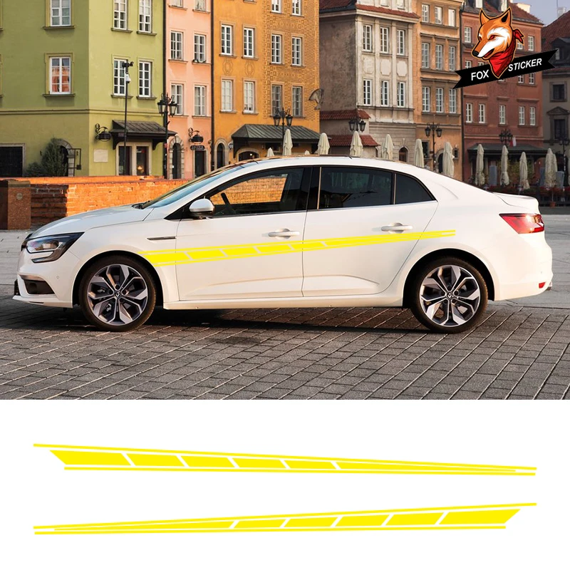Автомобильная наклейка 2 шт. Виниловая с боковыми полосками юбка графика для Audi Ford Hyundai Toyota BMW