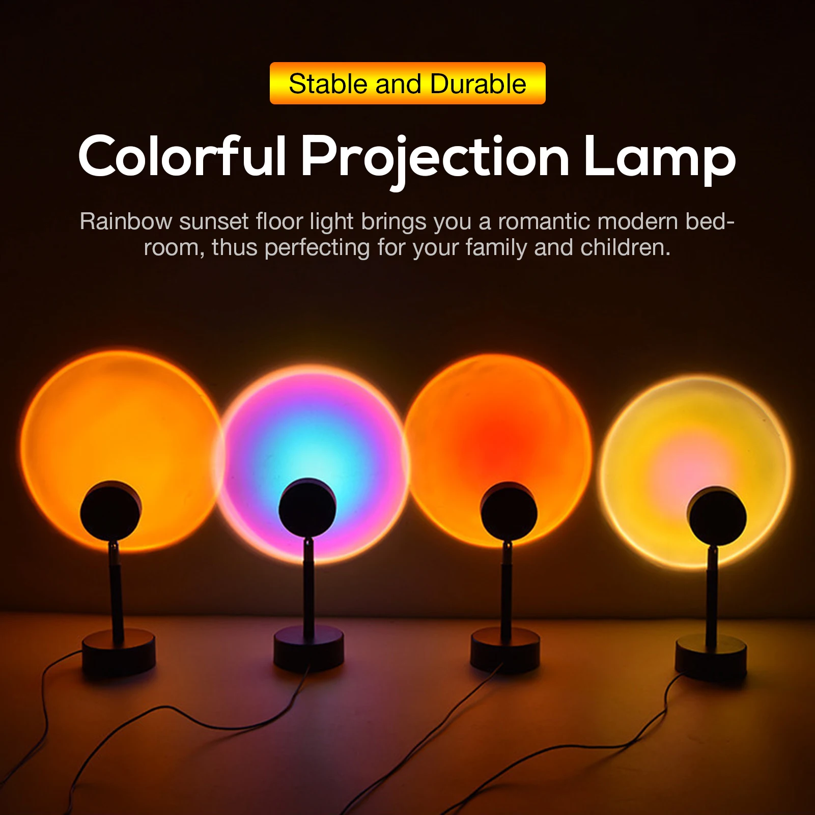

USB Sunset Projector Lamp Button Atmosphere Rainbow Led Night Light For Bedroom Home Coffe Shop Background Wall Decoration #W0