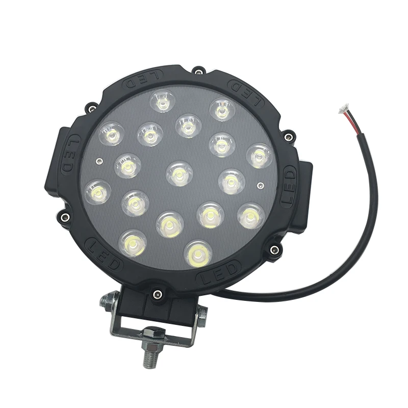 2X 7 inch 7'' 51w 12V 24V led work light bar black red 4x4 offroad car spot Flood beam for J eep truck Auto 4X4 ATV Boat |