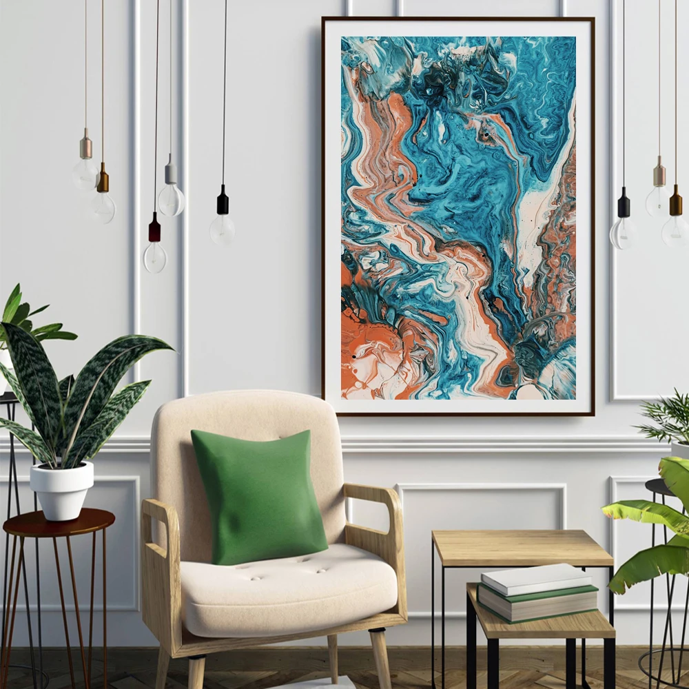 

Nordic abstract oil painting splash art color flowing poster living room corridor bar home decoration mural