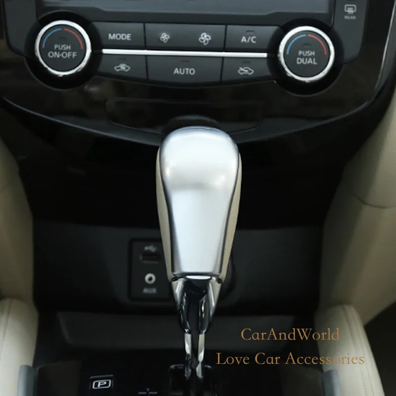For Nissan X-Trail Rogue T32 2014-2020 Gear Shift head Cover Trim Control Interior frame Decoration Chrome Car Styling Accessory For Nissan X-Trail Rogue T32 2014-2020 Gear Shift head Cover Trim Control Interior frame Decoration Chrome Car Styling Accessory