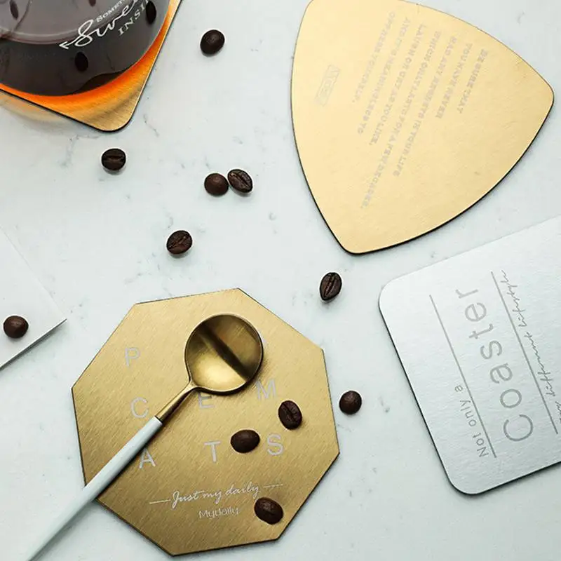 Creative Table Mat Drink Coffee Cup Plating Gold Coaster Insulation Placemat Tea Soft Cushion | Дом и сад