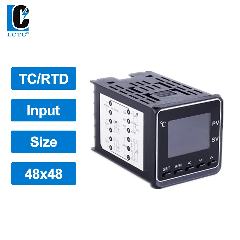 TC/RTD Input 48x48mm SSR/Relay/4-20mA/0-10V Output 50 Segments Programmable Ramp Soak LCD Pid Temperature Controller