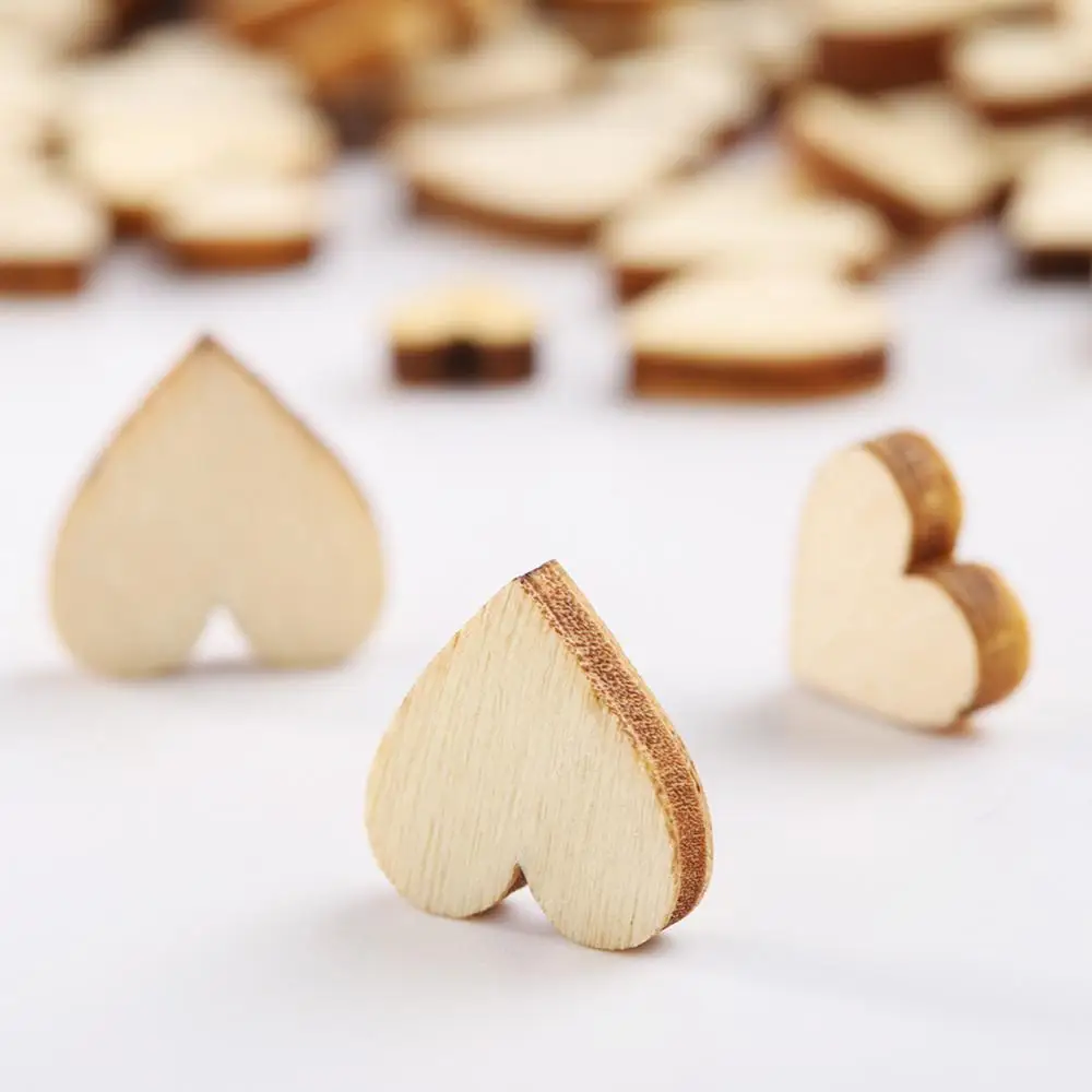 

100 Pcs DIY Craft Heart Wood Slices Wood Wedding Table Scatter Rustic Wedding Decoration Buttons Special Memory