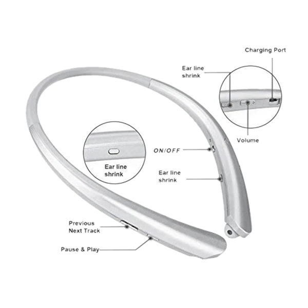 Bluetooth retractable headphones wireless earplugs neckband high-definition stereo and microphones | Электроника