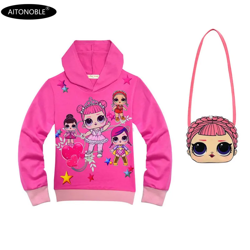 5104 Rose-bag 36 Aitonoble/ г. Новые осенние толстовки с капюшоном для девочек хлопковые толстовки с длинными рукавами детские свитшоты для детей, топы принцессы, одежда - Цвет: 5104 Rose-bag 36