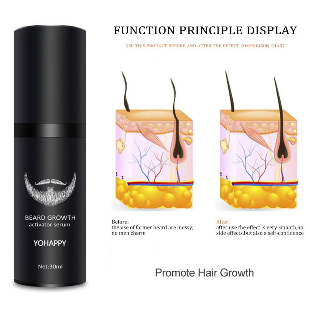 

Beard Growth Oil Activator Serum Balm for Facial Hair Regrowth and Thickness for Bearded Men 100% Organic Beard Growth Serum