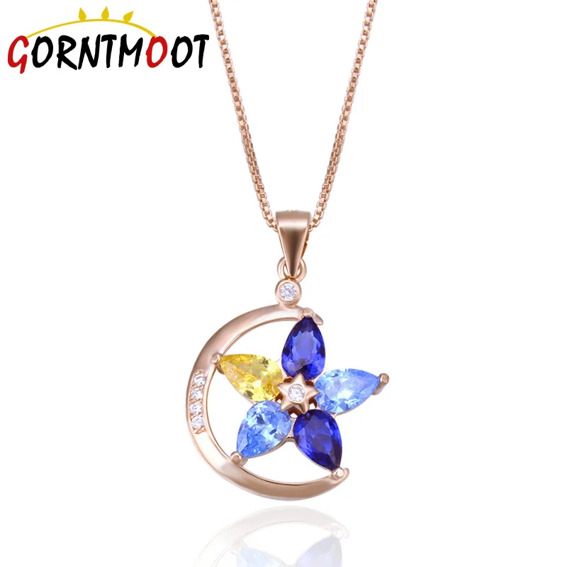 Элегантные ожерелья голубые звезды луна женские 925 стерлингового серебра тренд