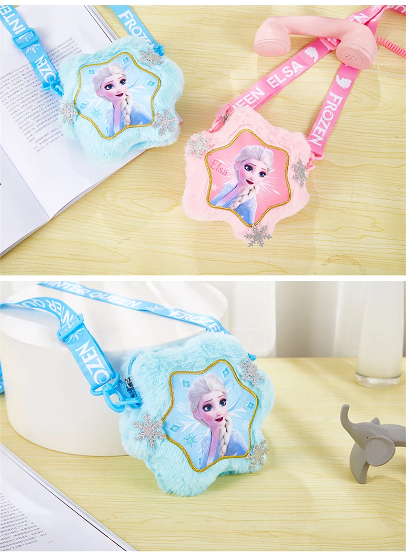 Disney Pink Frozen Girl плюшевые сумки на плечо Сумочка Анна Эльза мультфильм милый крест
