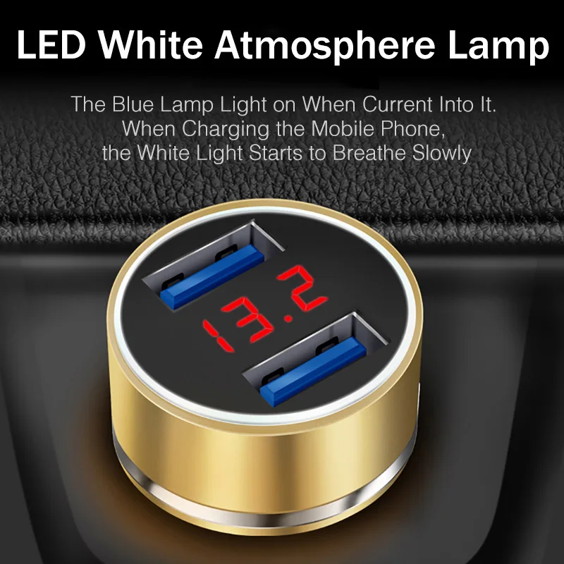YKZ 3.1A Mini Dual USB Car Charger LED Display Fast Charging Universal Mobile Phone For iPhone Samsung Xiaomi Huawei | Мобильные