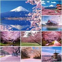 full squareround 5d diamond painting cherry blossoms diamond embroidery landscape japanese picture of rhinestones home decor
