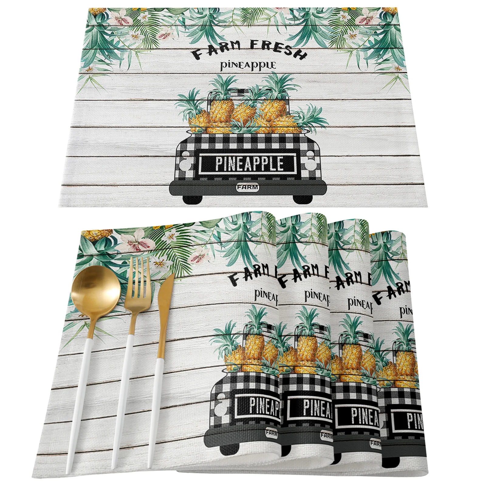 

Pineapple Car Palm Leaf Flower Table Mats for Dining Table Kitchen Table Coaster Accessories Modern Home Decor car coaster