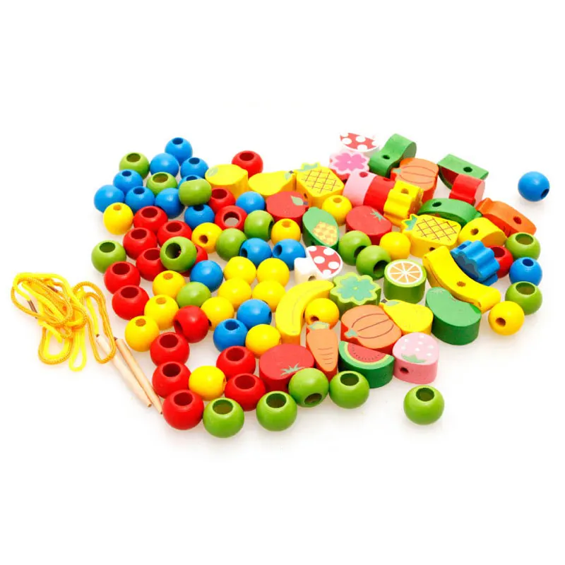 Игрушка Монтессори деревянная с бусинами и фруктами | Игрушки хобби