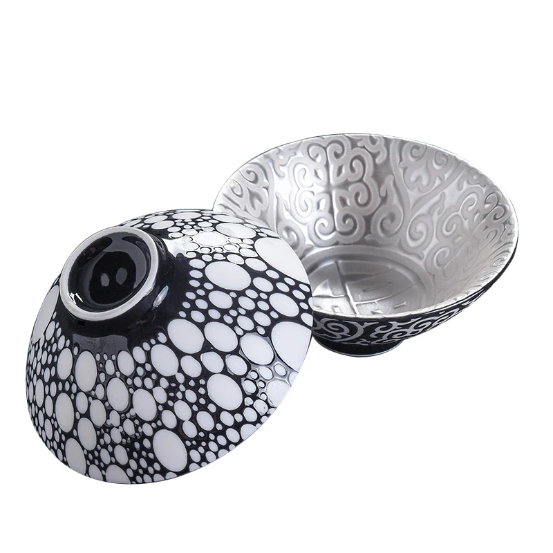 75ml Tea Cup Ceramic Bowl Vintage 999 Silver Porcelain Teacup Small Puer Bowls Teaware Drinkware Container Decoration | Дом и сад