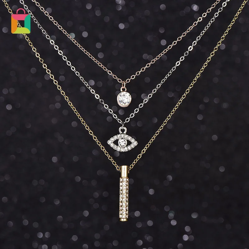 Многослойное ожерелье для женщин длинная цепочка подвеска в виде турецкого